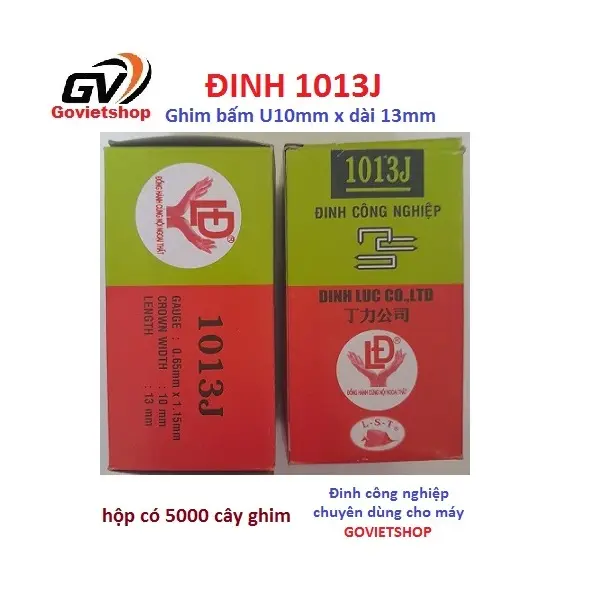 Đinh 1013J - LĐ hình con Cá - hộp 5.000 cây ghim U10 x chân dài 13mm - sử dụng nạp Máy bắn đinh J10 bắn gỗ ván 4