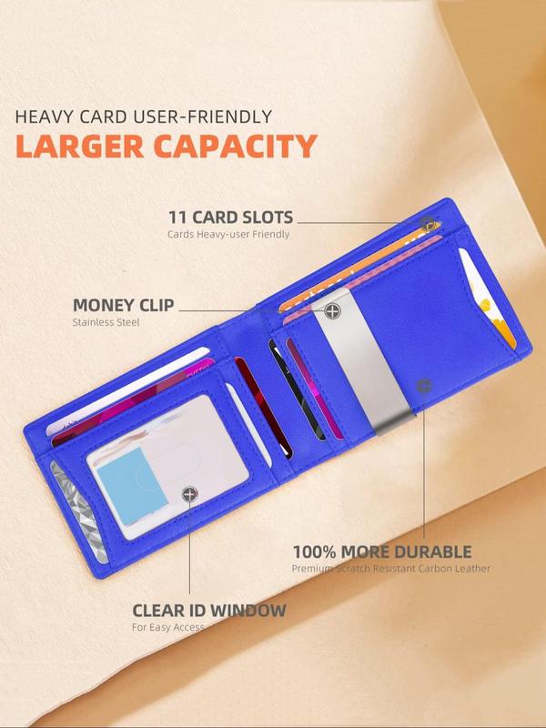 Men's Business Minimalist Fashion Bifold Wallet, Simple Plain Thin Multifunction Credit Card Holder, Trendy Rfid Wallet for Work & Daily Use As Gift for Men 2