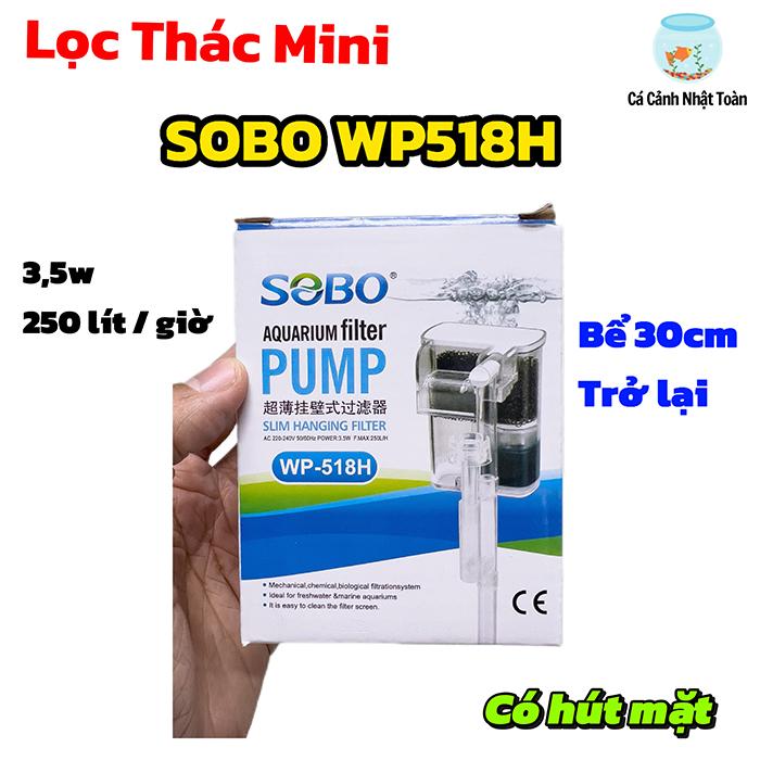Máy lọc thác mini Làm Trong Nước, Tạo Oxy Cho bể cá cảnh SOBO WP 518H 3,5W có hút mặt