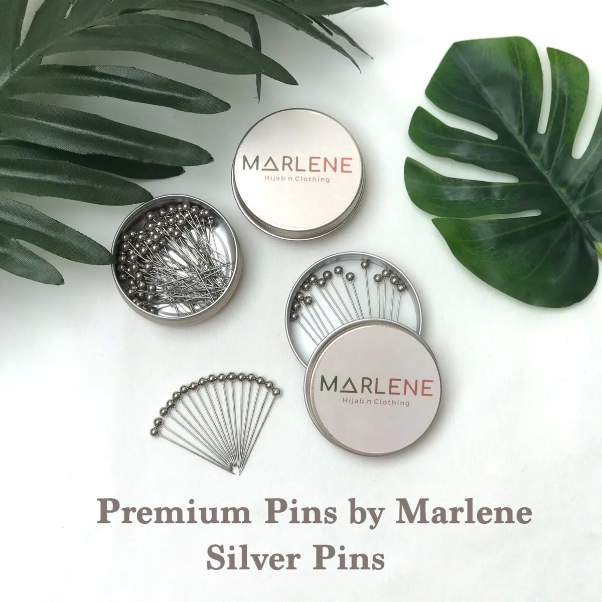 Marlene JARUM PENTUL PREMIUM Stainless Steel Anti Karat Ujung Tajam 80 Pcs Kotak Tin Can Premium Hijab Pins