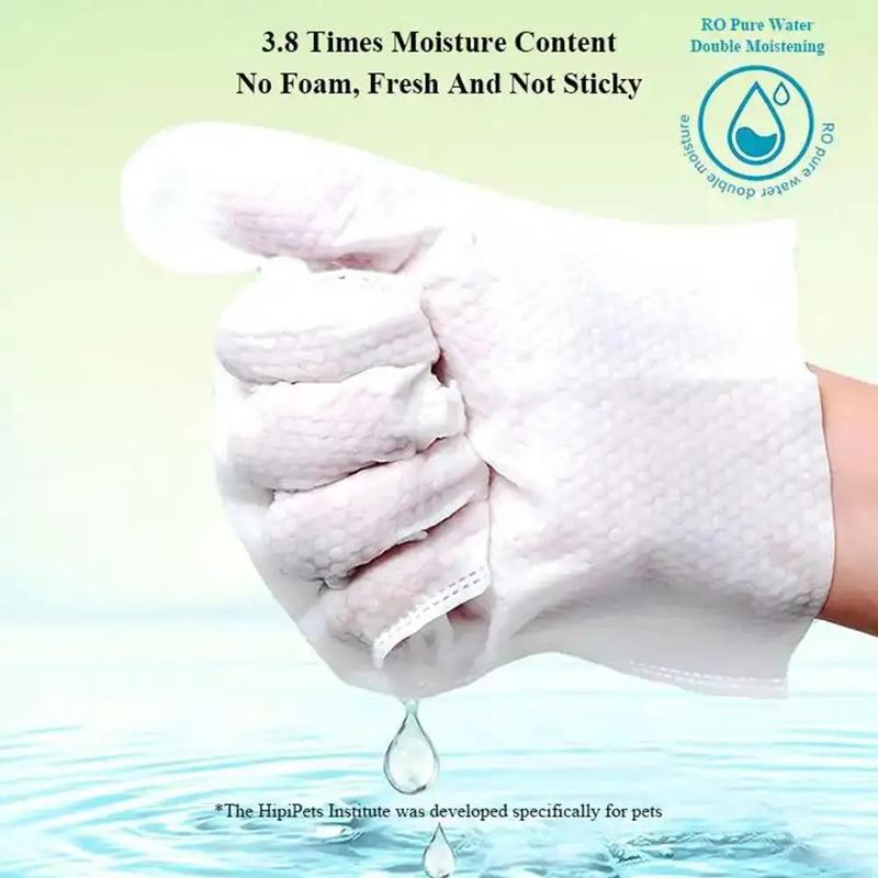 Product Introduction of NEW High-end 1 Bag/6PCS Pet Wash Free Cleaning Gloves Pet Disposable Cleaning Gloves Stain Remover Dry Cleaning Wet Wipes For CAT DOG 20
