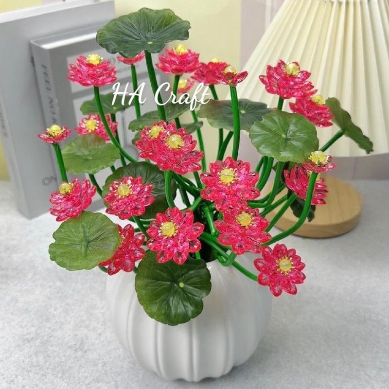 Set vật liệu tự làm bình hoa sen pha lê nhựa S0097 hoa trang trí Decor