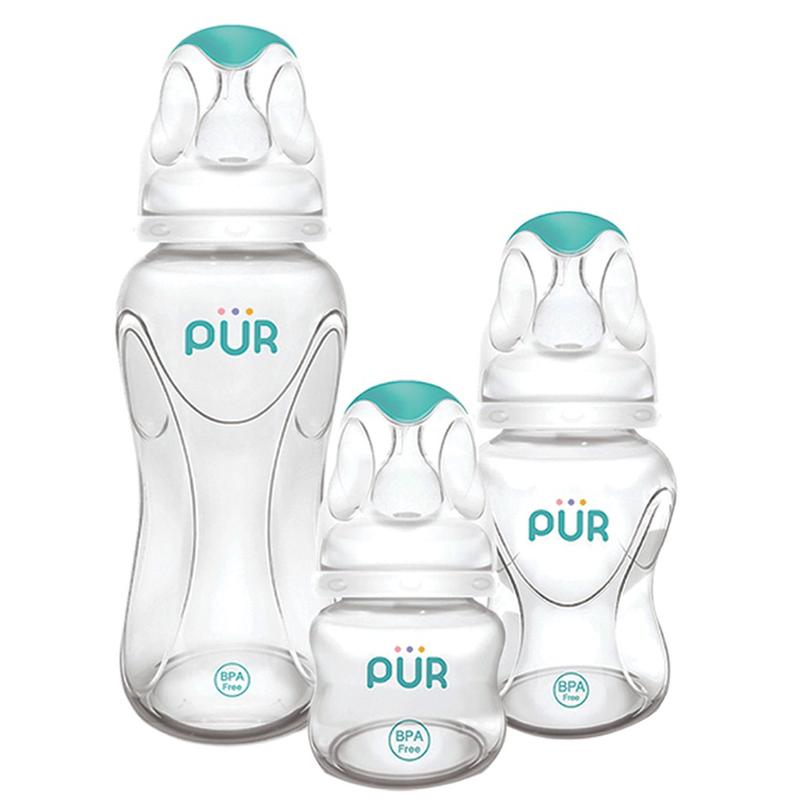 Bình sữa cổ thường Pur Advanced có van khí chống đầy hơi, núm mềm 60ml, 125ml, 250ml