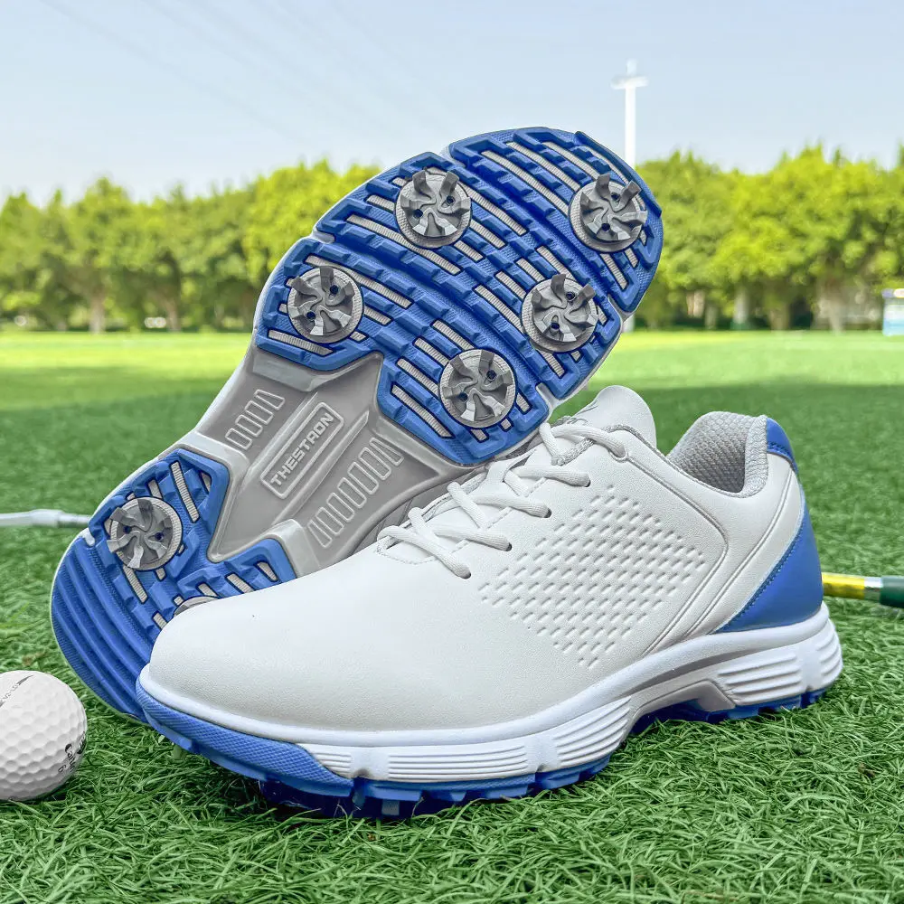 Outdoor Men's Golf Shoe Sneaker Breathable Waterproof Anti-Slip Shoes Golf Movable Nail Shock Absorption Large Size Shoes Xz25027