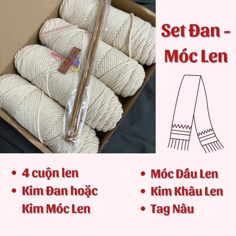 Set Len Đan - Móc Khăn Len Cotton Love - Len Ống 100g DIY Moc Lenco 0