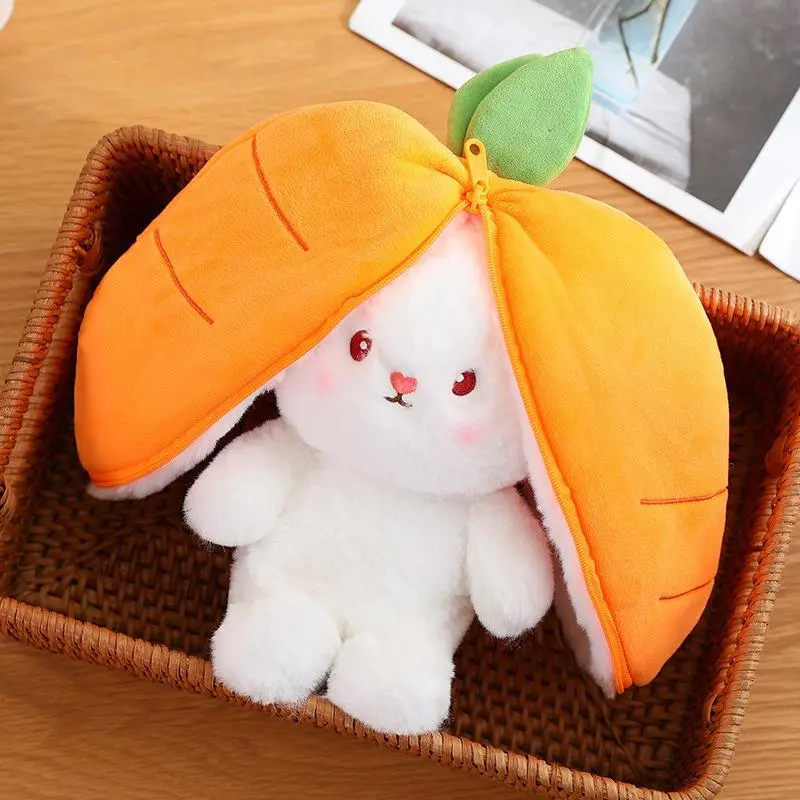 Strawberry & Carrot Design Plush Toy, 1 Count Cute Rabbit Plush Toy, Soft & Comfy Plush Toy for Kids & Adults, Birthday Gift 6