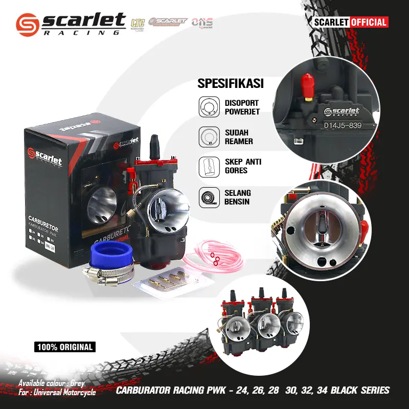 Scarlet Racing - Motorcycle Carburetor BLACK SERIES PWK 24 26 28 30 32 Selang