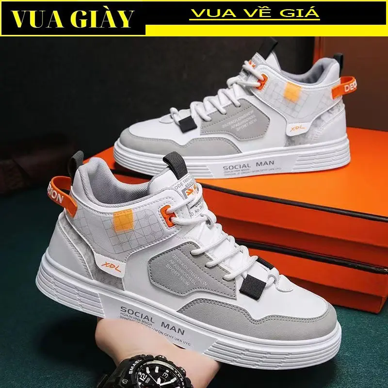 Giày cao cổ nam [có video] kiểu dáng trẻ trung phong các cá tính, mẫu mới hot trend 2023 mã 2260 Sneaker Shoes Đế Bằng