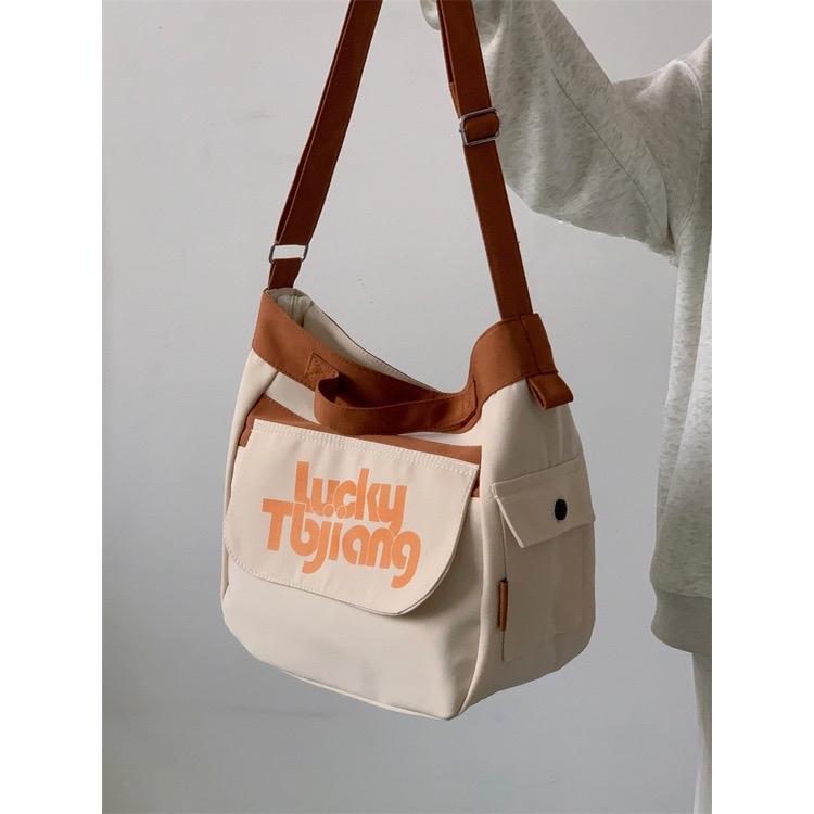 Túi đeo chéo vải canvas L.K đeo chéo giá rẻ đi chơi đựng vừa A4 phong cách nam nữ Bag Đeo Vai Tote Hình Chữ Nhật