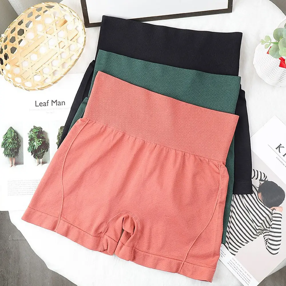 Seamless High Waist Abdominal Shaping Pants For Women Full Hip Traceless Boxer Panties Yoga Sports Safety Pants Underwear DDUN