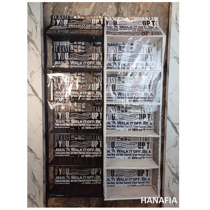 Limited edition! Rak tas gantung jumbo motif estetik bahan frint 3D rak tas motif wallpaper koran / rak tertutup alas triplek mika tebal / rak gantung jumbo spon frint 3D 1