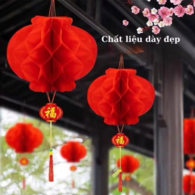 Đèn lồng đỏ trang trí Tết đủ size, Lồng đen nilon chữ phúc chống thấm nước 1