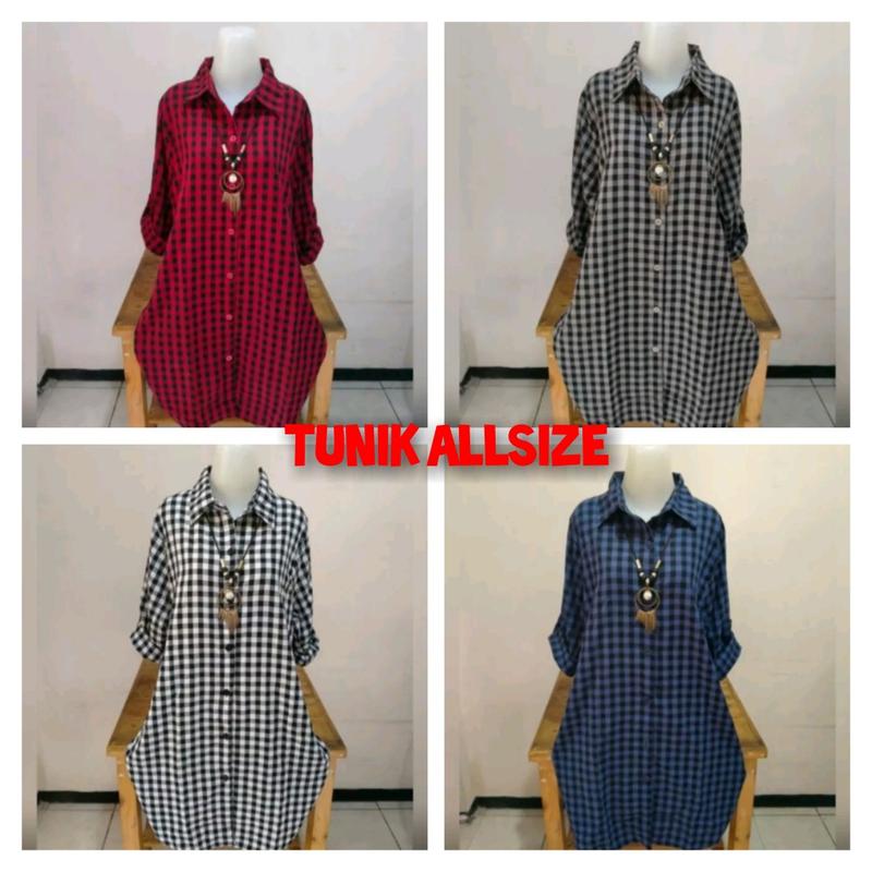 Product Introduction of Tunik Wanita//Tunik motif Kotak  bahan Katun Lembut 4