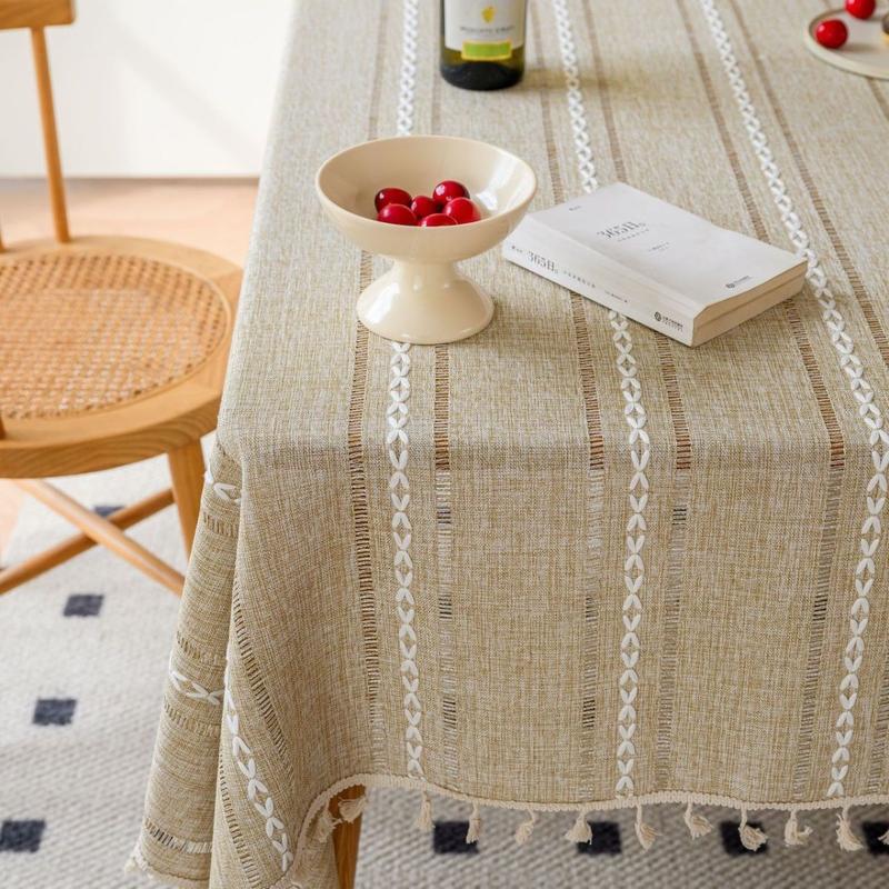 Product Introduction of 2025 Japanese Style Tablecloth Fabric Cotton Linen Rectangular High-end Dining Tablecloth Living Room Coffee Table Cloth Desk Cover Square Tablecloth 10