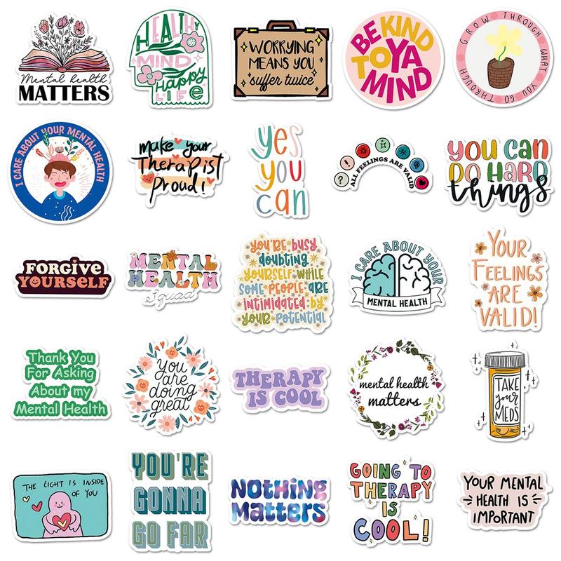 Product Introduction of Cartoon Letter Pattern Sticker, 50pcs Decorative Sticker for DIY Scrapbook Water Bottle 13