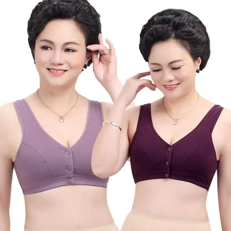 Áo Ngực Cotton Nguyên Chất, Đồ Lót Cho Mẹ, Áo Ngực Cho Phụ Nữ Trung Người Già Và Cao Tuổi, Áo Vest Mỏng, Có Gọng, Cài Cúc Trước, Thích Hợp Cho Phụ Nữ Cao Tuổi, Cỡ Lớn Bra Nhung