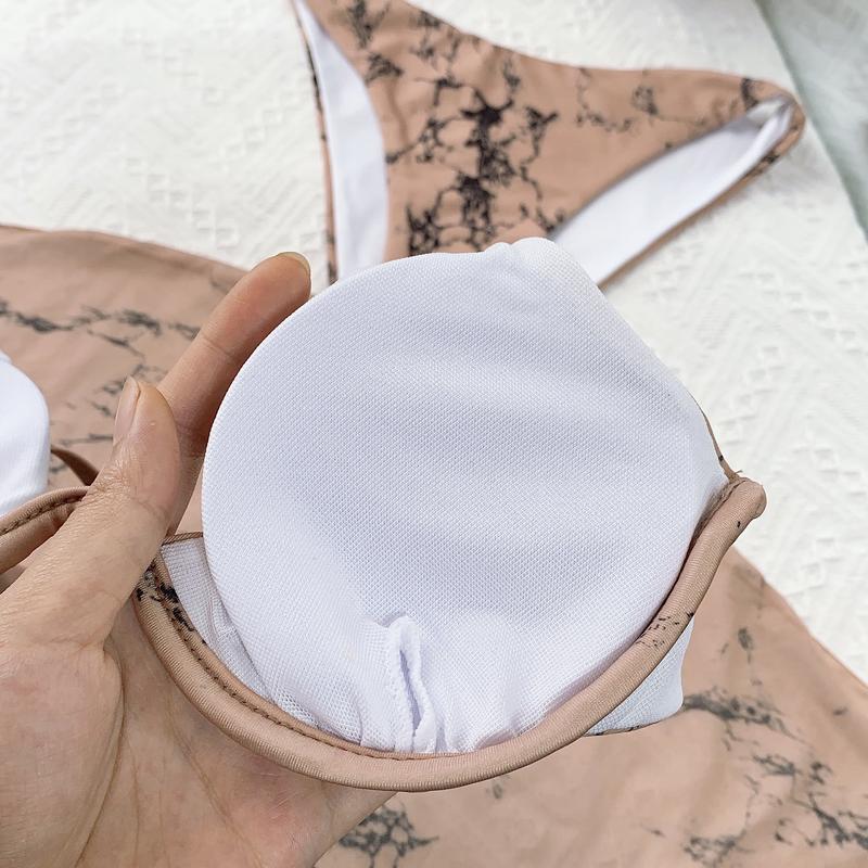 Product Introduction of Bi17 Bộ đồ bơi bikini có gọng màu nâu loang 3 chi tiết Nữ 2