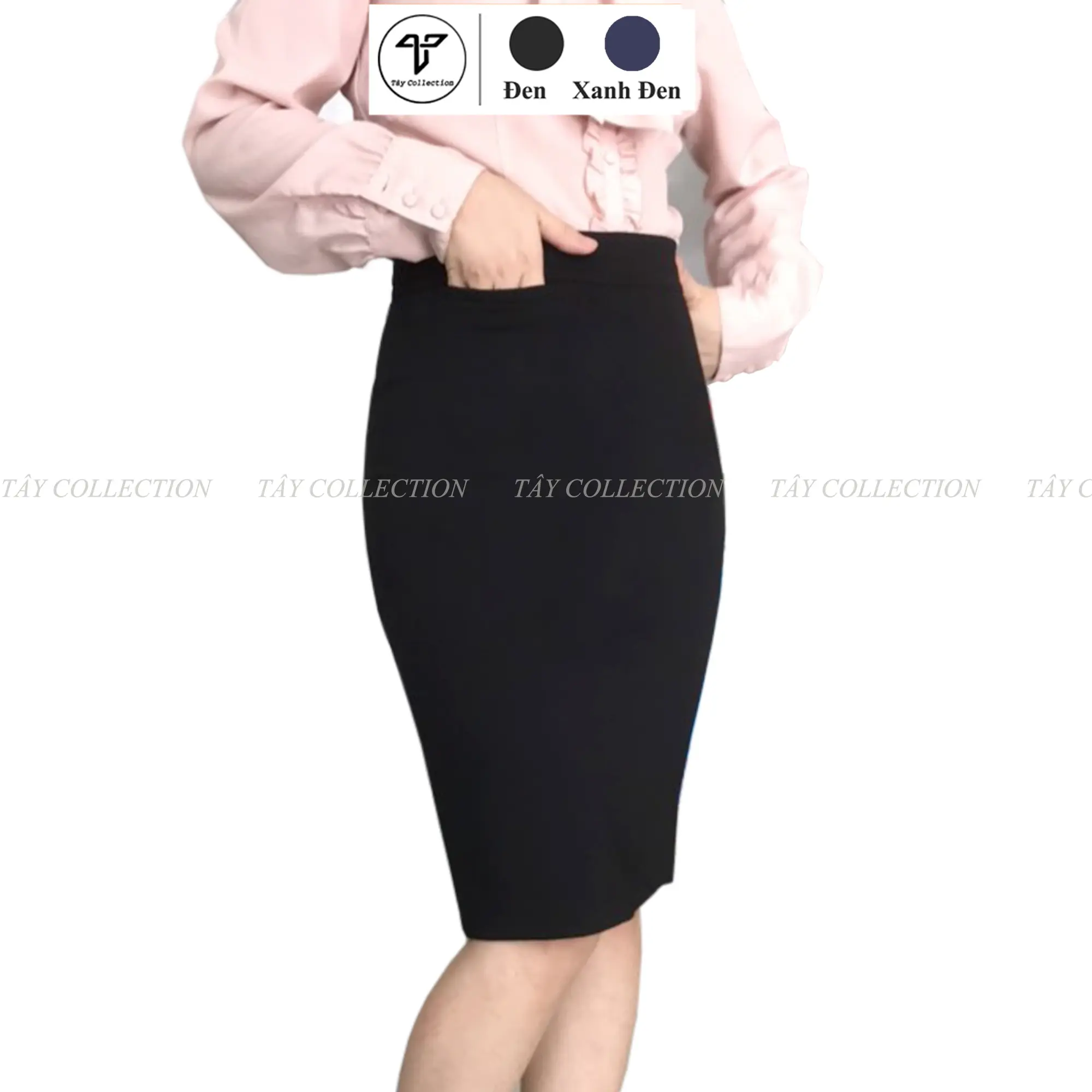 Chân Váy Bút Chì Tây Collection Vải Thun Ôm Co Giãn Cao Cấp Có Túi Moi Phía Trước