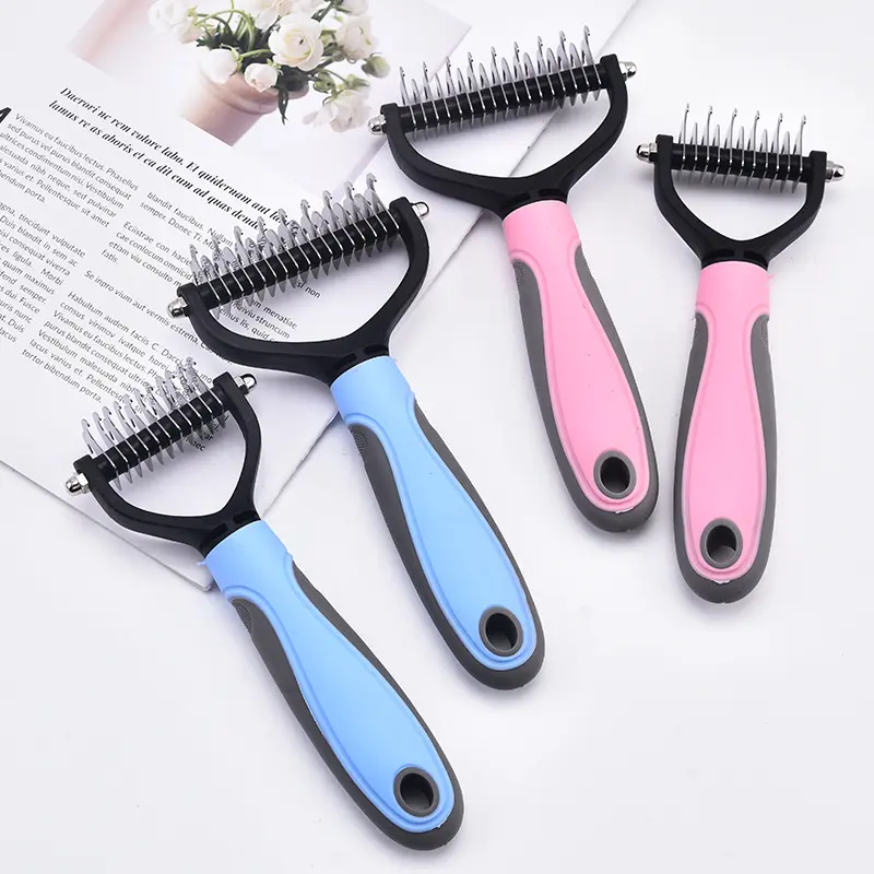 Stainless Steel Pet Open Knot Comb Hair Removal Comb Double-sided Open Knot Comb Cat and Dog Comb Beauty Comb Pet Supplies