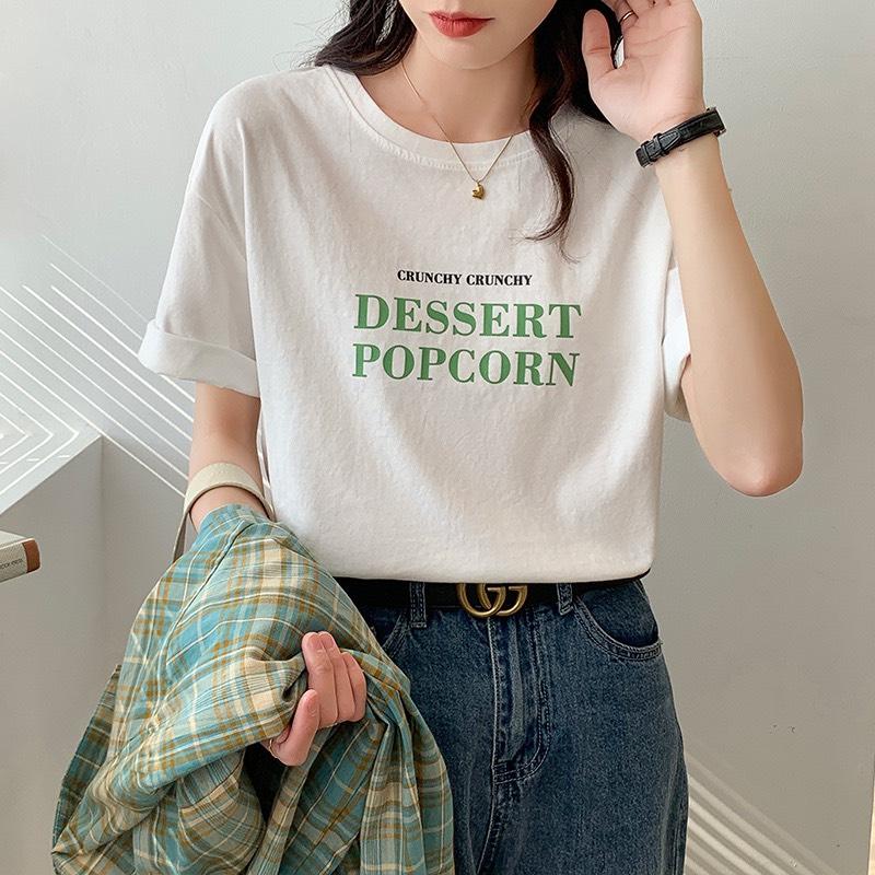  Áo thun giấy nữ kiểu đẹp mới 2022 thun cotton from vừa body sang chảnh in chữ đơn giản đẹp áo phông thun giấy tay ngắn giá rẻ thun thái dễ thương áo phong hàn quốc phông nữ hot 