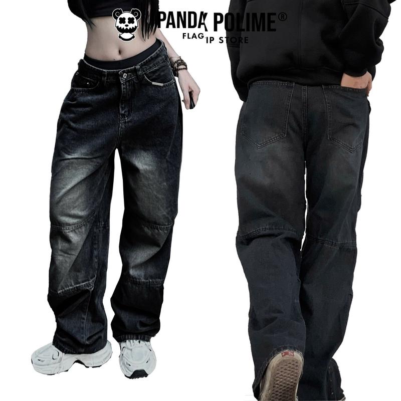 Quần jean ống rộng nam nữ cạp cao retro bò denim hiphop dáng suông bigsize cặp đôi unisex local brand Pandax Polime Menswear Ong Pants Có Túi