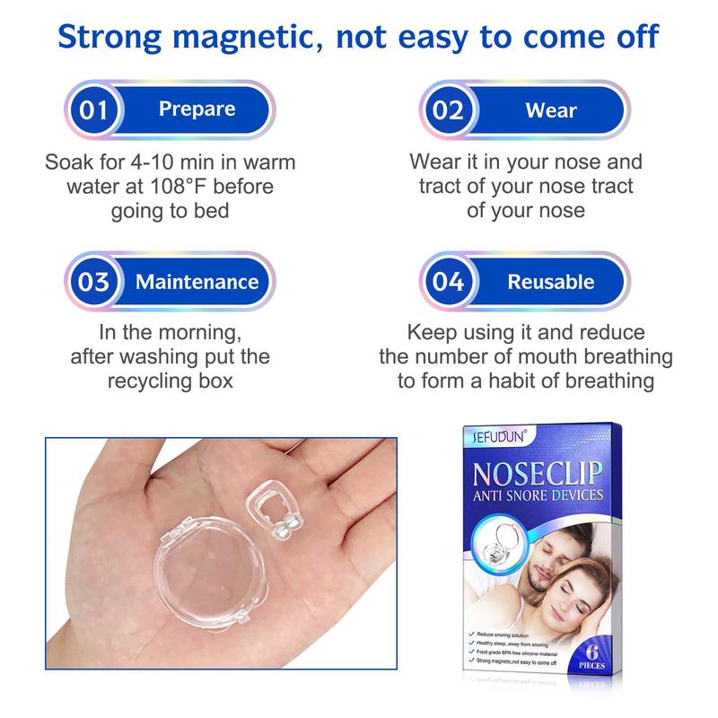 Anti Snoring Nose Clip, 6 Counts/box Silicone Sleep Aid, Sleep Aids for Men & Women, Night Devices for Snoring, Snoring Solution 7