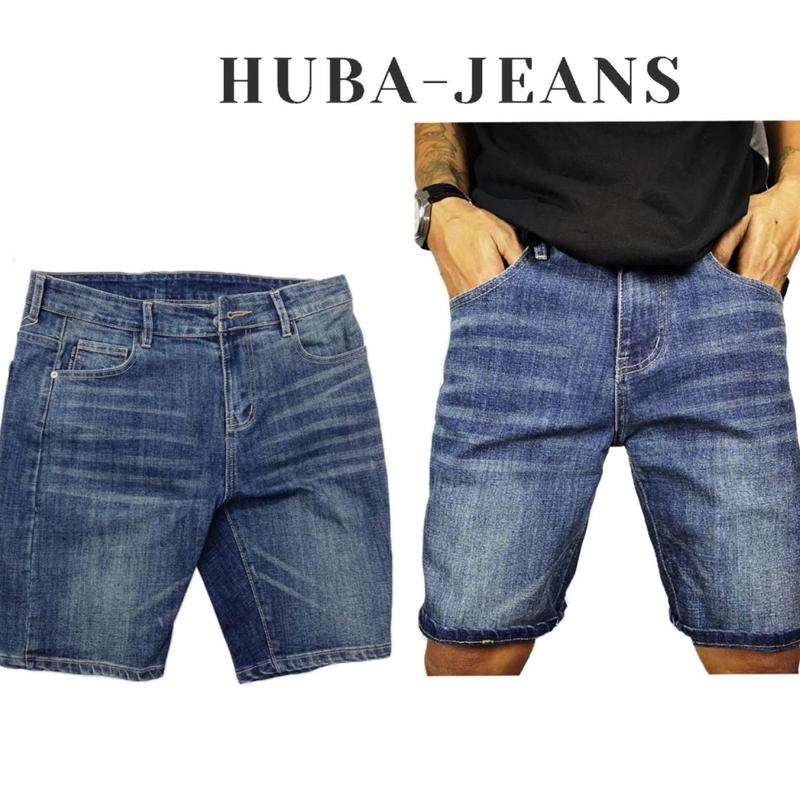 Quần jean HUBA-JEANS nam Sort XANH Wash form slimfit mặc trẻ trung - Menswear Pants Có Túi Denim