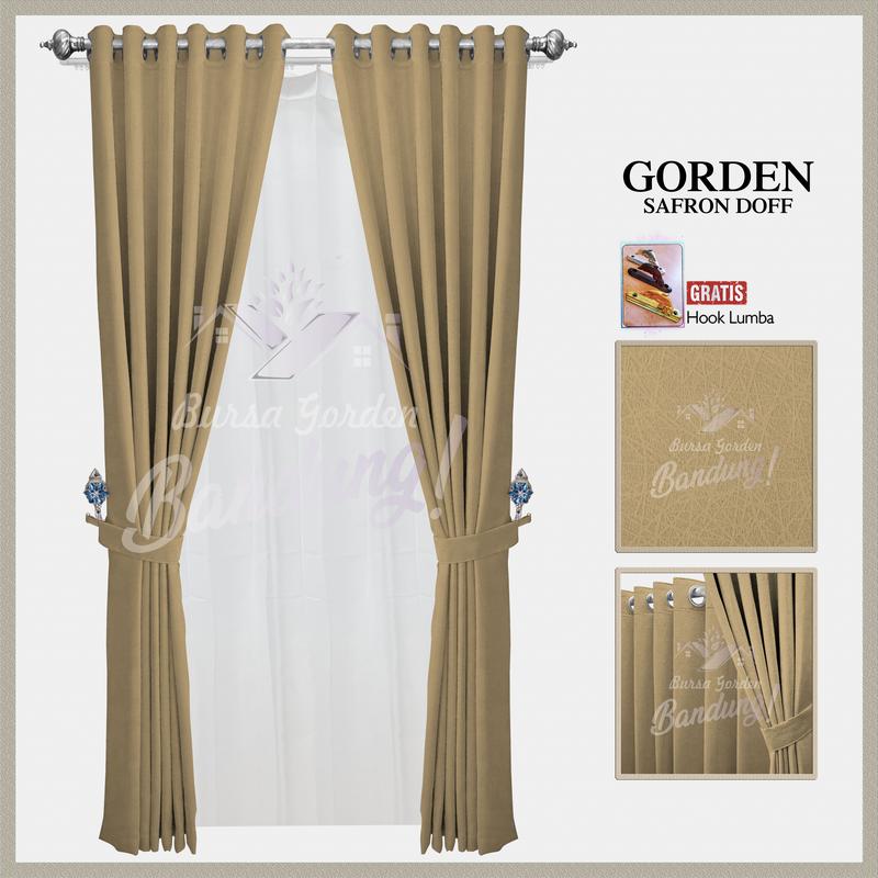 Gorden Jendela Minimalis Blackout Import Hordeng Pintu Aesthetic Tirai Pembatas Ruang Tamu Gordyn Smokring Safron 5