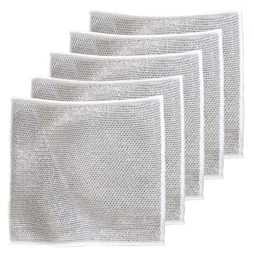 Dishwashing Cloth, 5 Counts Absorbent Dish Cleaning Cloth, Household Cleaning Cloth for Kitchen
