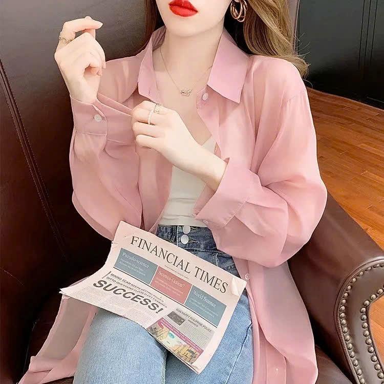 Áo sơ mi nữ dài tay đi chơi đi biển chơi trong suốt voan mỏng khoác ngoài nhiều màu KoKo store