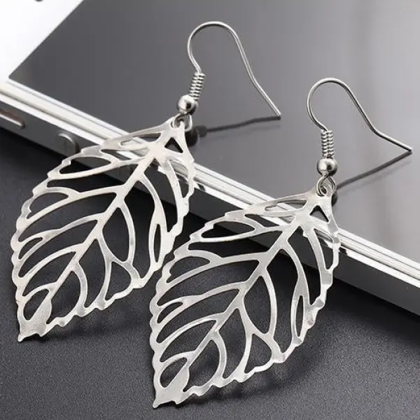 Bông Tai Mặt Dây Chuyền Hình Lá, Dài, Thời Trang Và Thanh Lịch, Phong Cách Tối Giản Cổ Điển, Dành Cho Phụ Nữ 1
