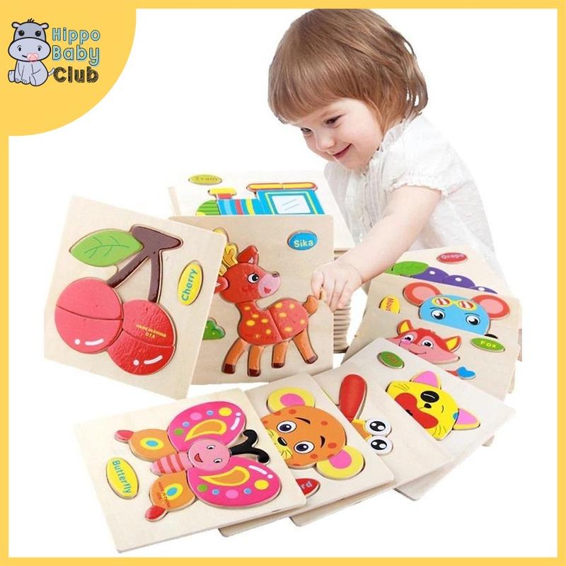 Kids Early Education 3D Wooden Jigsaw Puzzle Toys Children Animal ...
