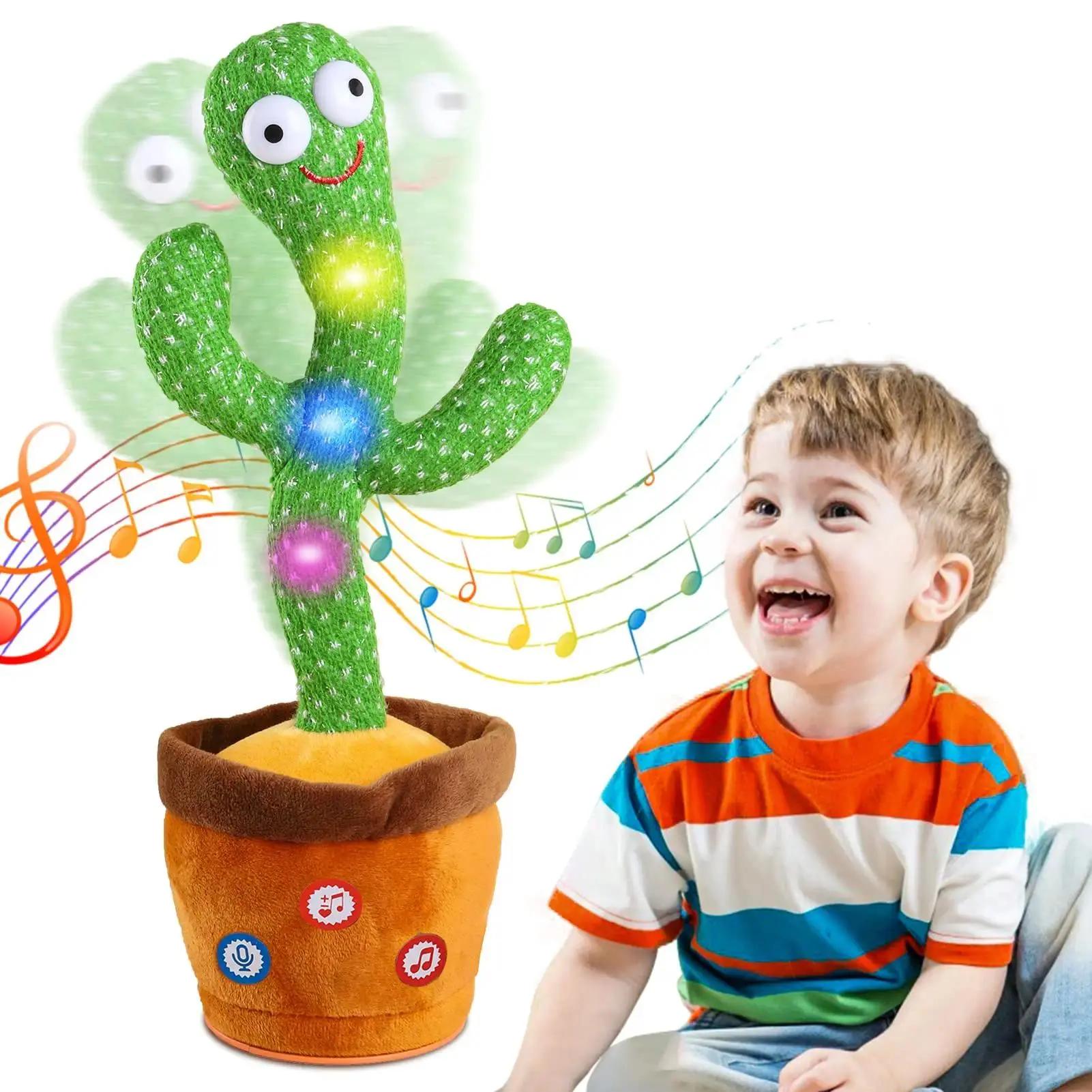 Cactus toys that can speak, record, and dance, children's electronic plush glowing toys, 120 songs, and children's birthday gifts