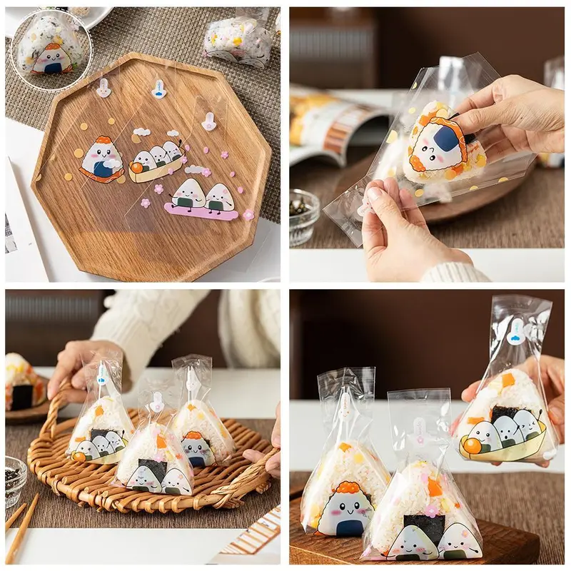 Túi Đóng Gói Cơm Nắm Hình Tam Giác Hoạt Hình, Thiết Kế Đáng Yêu, 50 Chiếc, Dụng Cụ Sushi, Làm Acc, Khuôn Z7X3 Onigiri, Để Làm Đồ Ăn Nhẹ, Z7X3 5