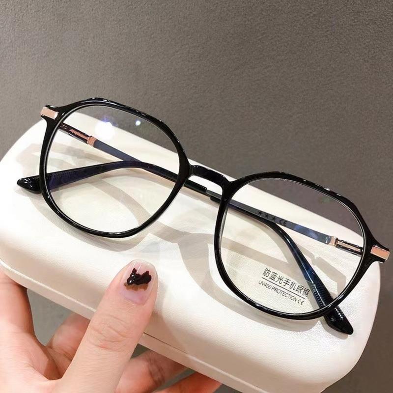 Kính gọng tròn không đều thời trang dành cho phụ nữ, kính chống bức xạ Hàn Quốc, chống Xanh Biển ánh sáng 3