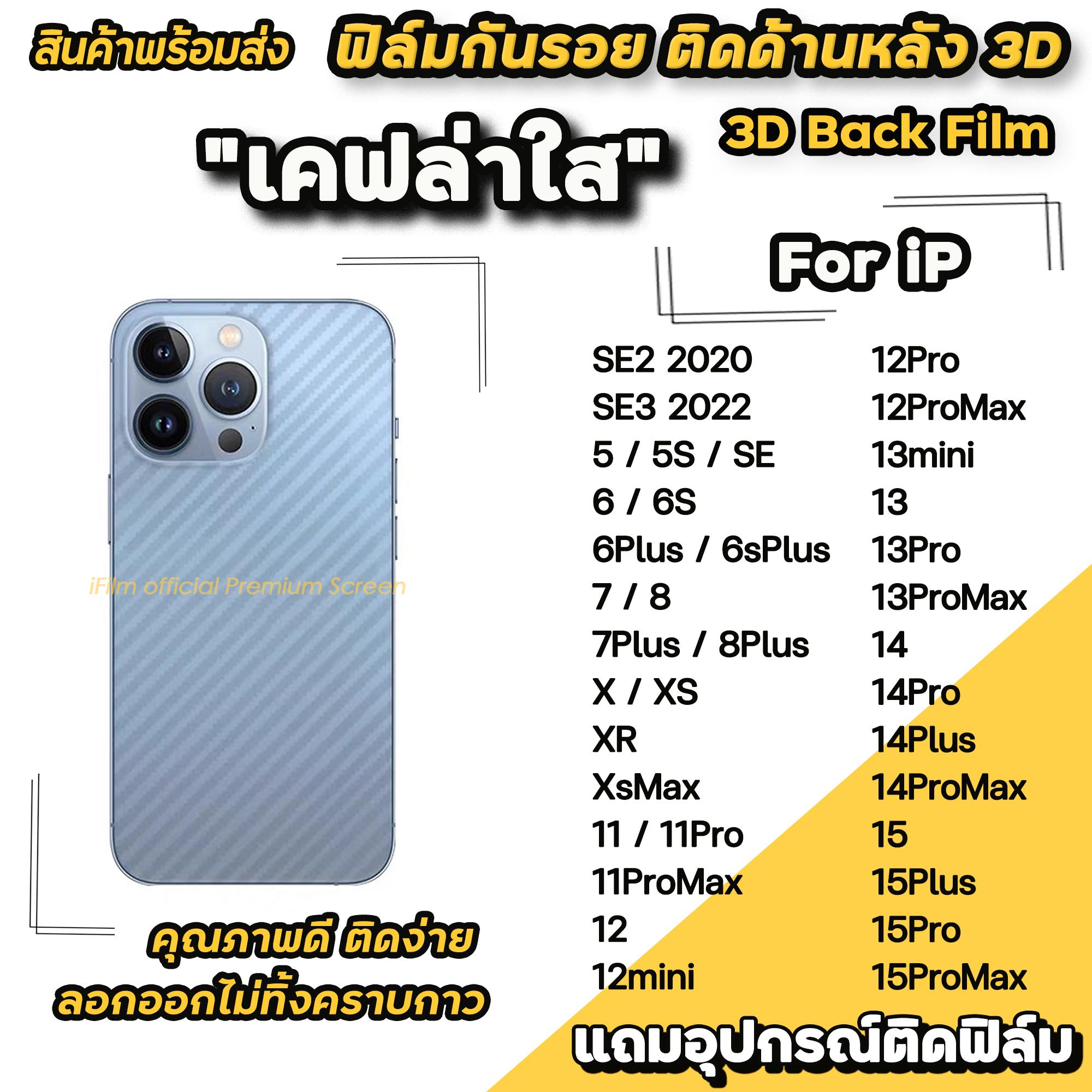 ฟิล์มกันรอย ฟิล์มหลัง เคฟล่า เหมาะสำหรับ ip 16 pro max 16plus 15promax 15 plus 14 ProMax 14Plus 14 1