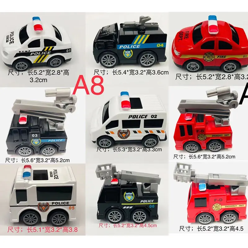 ❤Inertial Rebound Toy❤Children's Police Car Simulation 110 Toy Car Rescue Car Model Metal Car Boy Toy Prize Claw