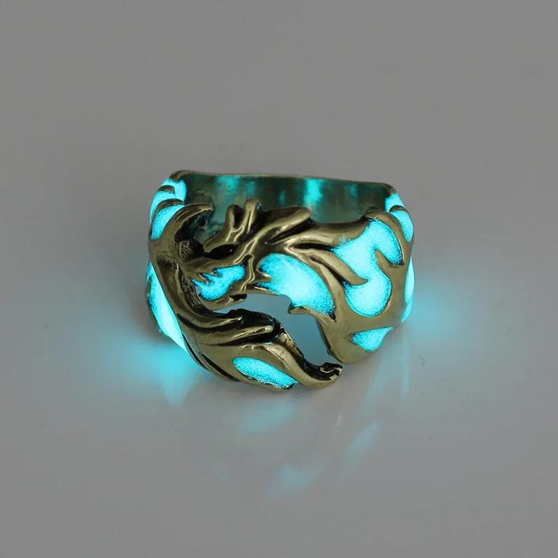 Product Introduction of Nhẫn rồng phát sáng thời trang Gothic có thể điều chỉnh của nam giới bằng thép không gỉ độc đáo của chàng trai trang sức cổ điển Quà tặng Ngày của Mẹ 1