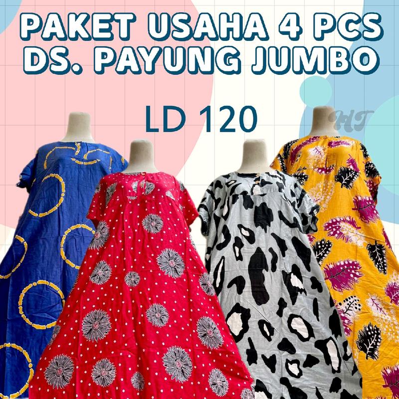 Paket Usaha  Daster  Payung Jumbo 4 PCS Busui Kancing Motif Rayon Bumil Kancing Busui Hamil Ibu 1