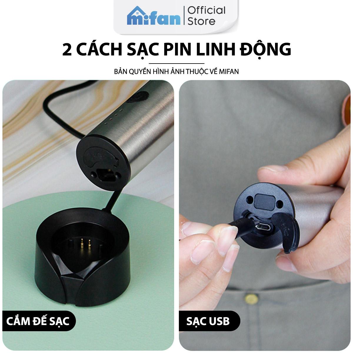 Máy Đánh Bọt Cà Phê Microfoam Mifan MF1501G - 3 Đầu Đa Năng, Thép không gỉ, Đế sạc USB tiện lợi - Hàng Chính Hãng Máy Đánh Bọt Cà Phê Microfoam Mifan MF1501G - 3 Đầu Đa Năng, Thép không gỉ, Đế sạc USB tiện lợi - Hàng Chính Hãng