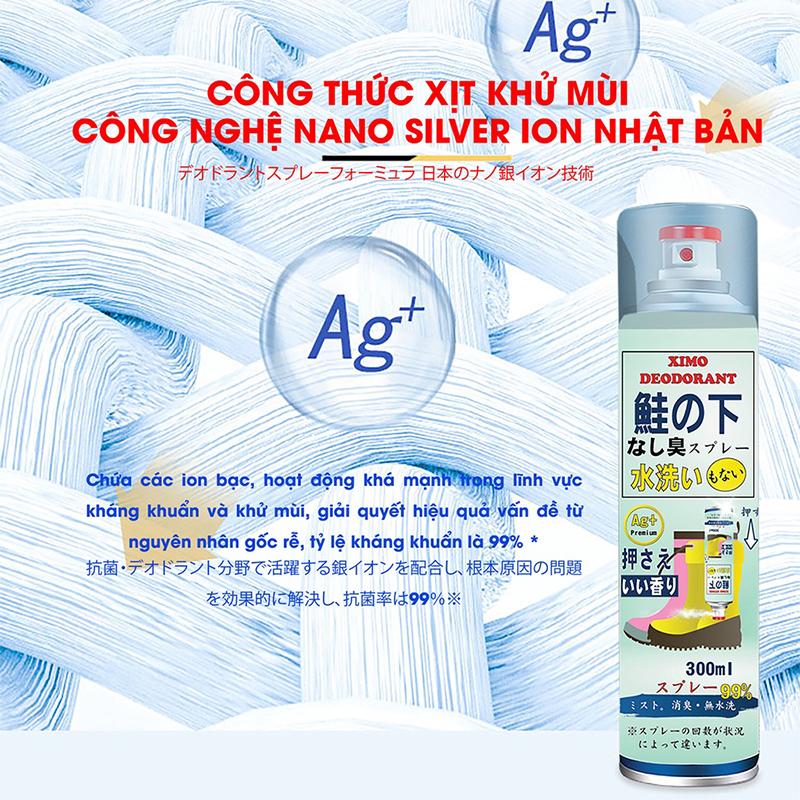 Chai xịt khử mùi hôi chân và giày, lưu hương thơm công nghệ bạc ion, kháng khuẩn XIMO 300ml VSG08 chính hãng Nam 5