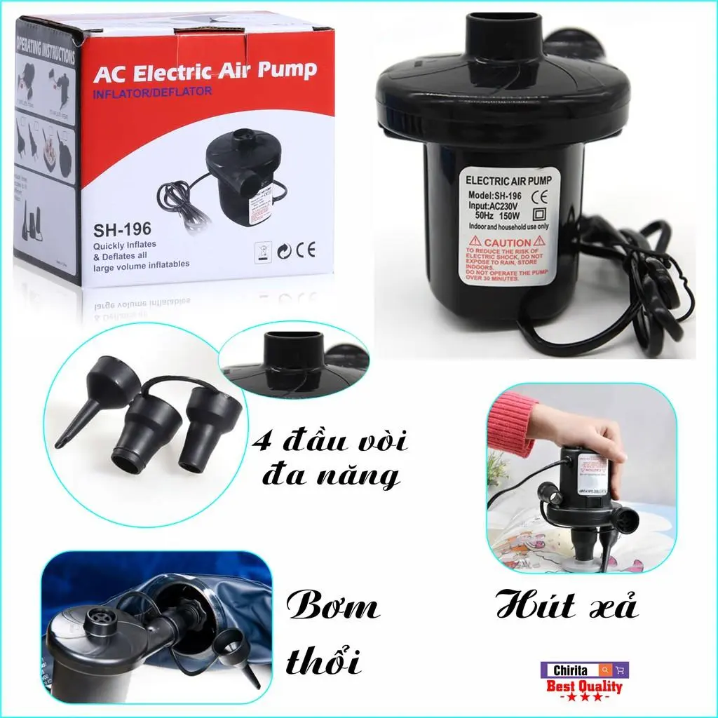 Bơm điện 2 chiều thổi, hút chân không chuyên dụng để bơm phao bơi, ghế, nệm hơi......