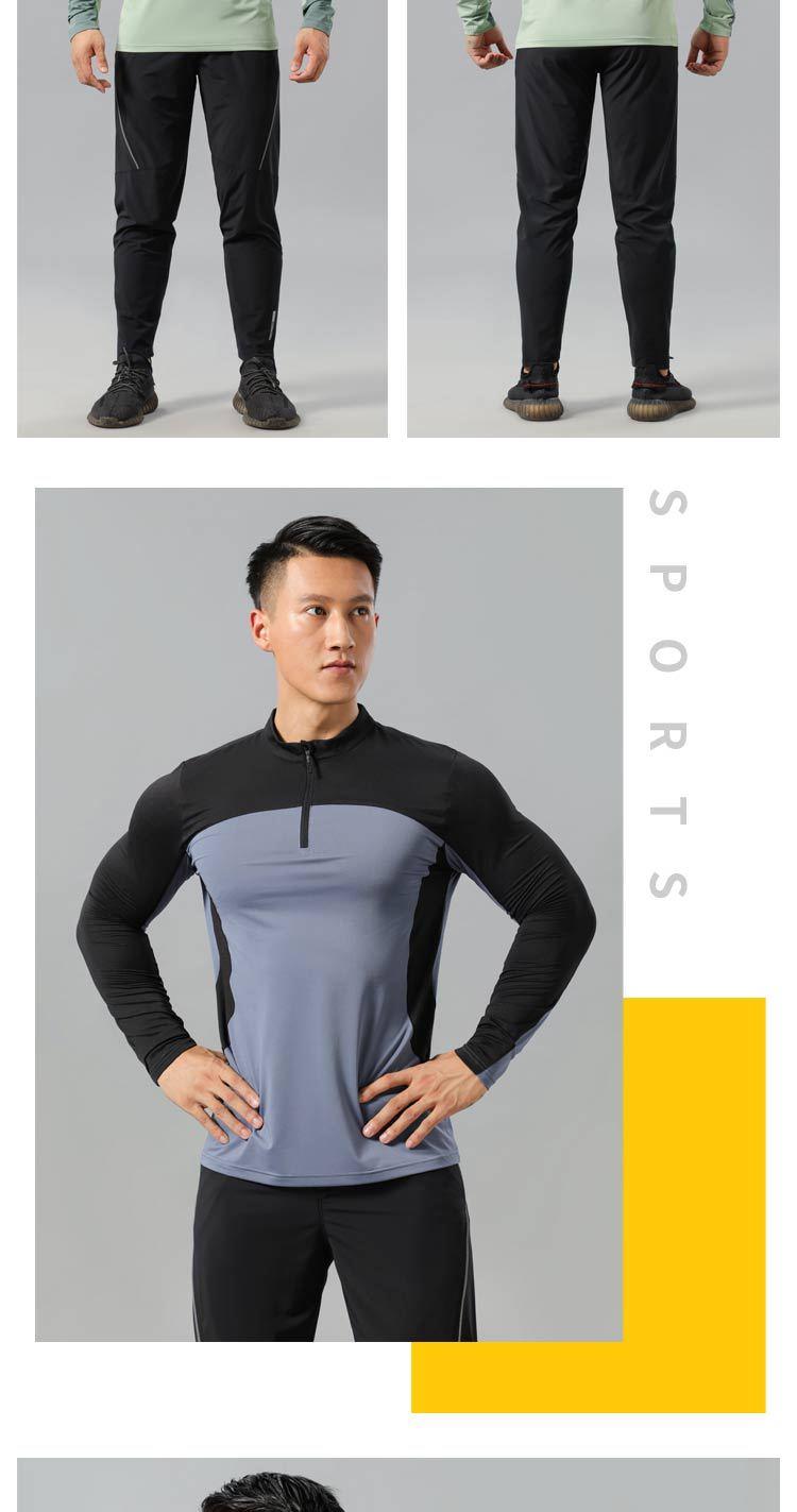 Product Introduction of Áo Thun Dài Tay Thể Thao, Dành Cho Nam Giới, Chạy Bộ, Cổ Chân Đế Nửa Khóa Kéo, Màu Trơn Áo Thể Dục, Áo Tập Luyện, Co Giãn, Nhanh Khô Sport Top 16