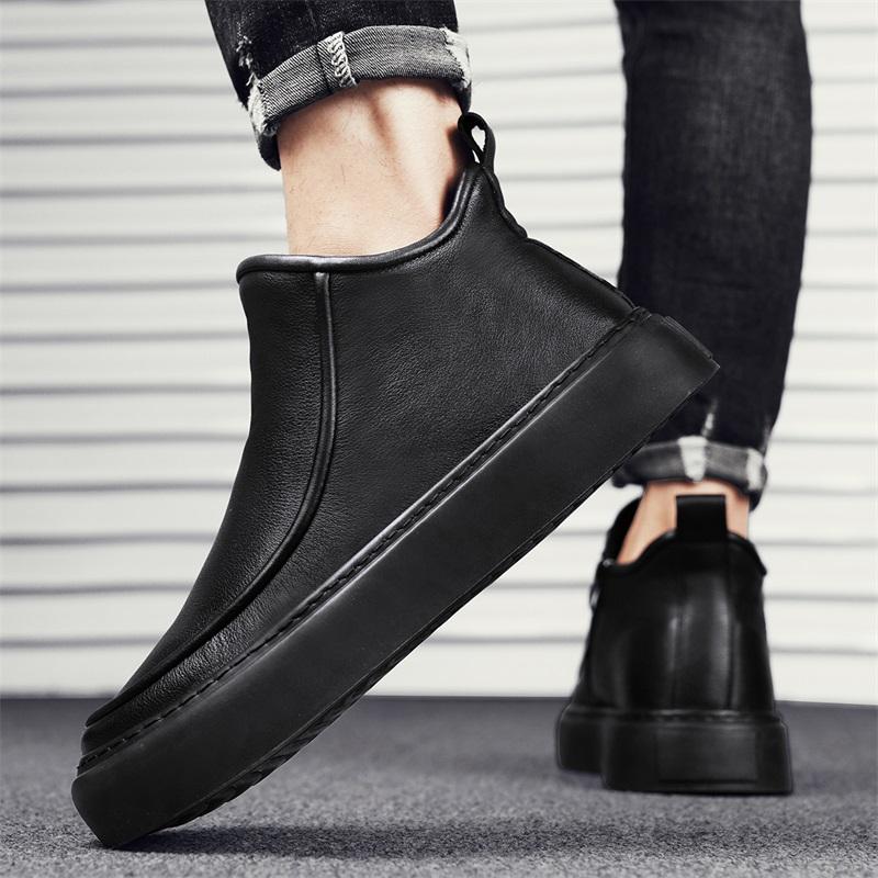 Product Introduction of Leather Winter Men's Shoes Fleece-lined Warm Boots High-top Outdoor Casual Shoes 2