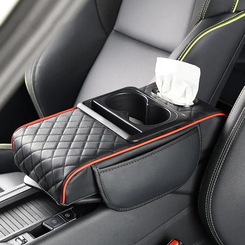 Car Armrest Box Pad, 1 Count Universal Car Tissue Box, Multi-functional Car Armrest Box Pad, Car Interior Accessories for Stowing & Tidying 2