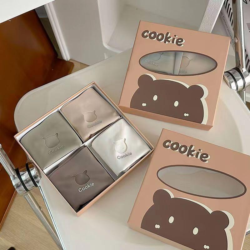 Mã E78 Set 4 quần lót nữ su đúc không viền gấu cookie