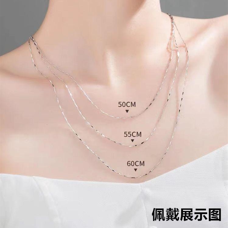 Product Introduction of S925 Sterling Silver Necklace Women's Necklace without Pendants Clavicle Necklace Non-Fading Box Thin Chain Simple Lengthened Single Chain 3