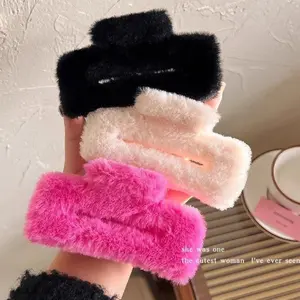 BISA COD F6505 Jepitan Rambut Korean Style Bahan Bulu - Fluffy Hair Clips For Girl Jedai