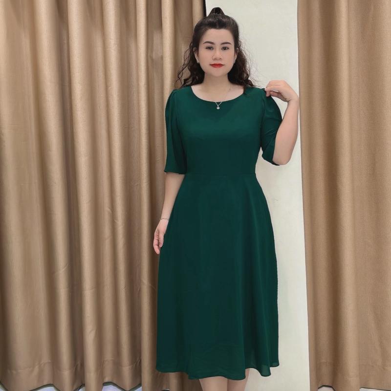 TD198  đầm xòe A có bigsize màu trơn vải lụa tằm ý Cotton Thun Nữ Dress Đầm Đen Women Voi Nhung Váy Kim Tuyến váy  tiệc dam  cuoi a oda Kem