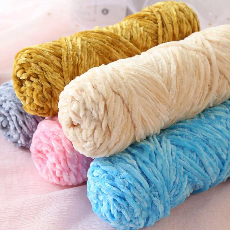 1Roll Chenille Velvet Yarn Baby Plush Yarns for Knitting Crochet ...
